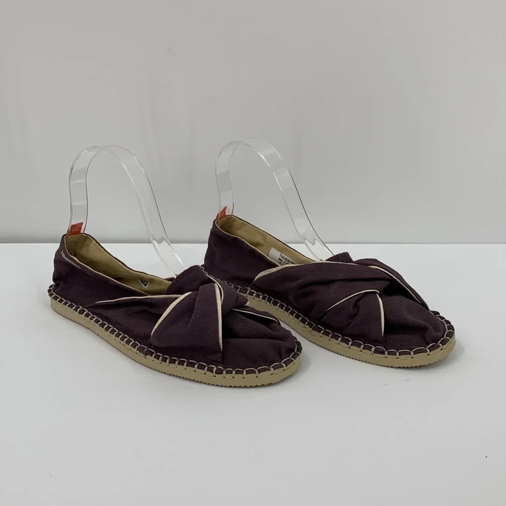 Havaianas Origine twist espadrille shoe canvas purple gray flat Brazil 6.5